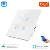 Tuya WiFi Wall Touch Switch 4 Gang – White/Black/Golden | Smart Home Automation | Alexa & Google Home Compatible